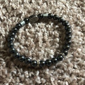 Gunmetal Beaded Bracelet with Silver Details